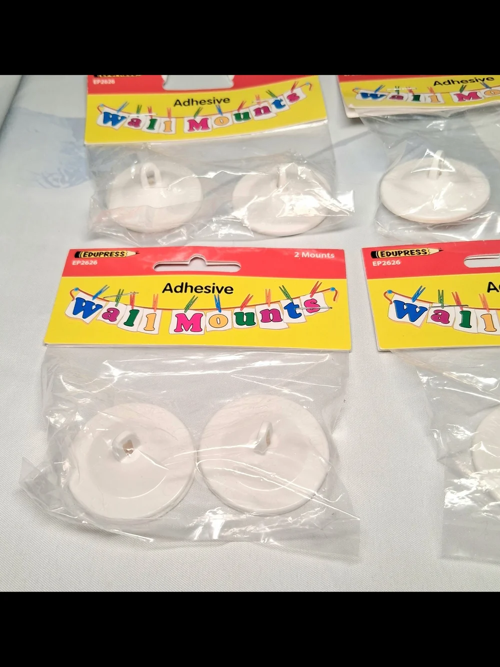 Edupress EP2626 Crafting Adhesive Eye Hook Style Plastic Wall Mounts ( 4 packs)